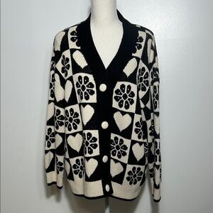 Zara Black and White Patterned Women's Sweater